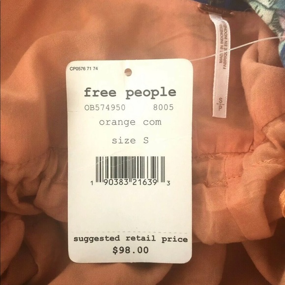 Free People Dear You Mini Dress Orange Floral Ruffle Open Back Size 4 - Picture 2 of 4